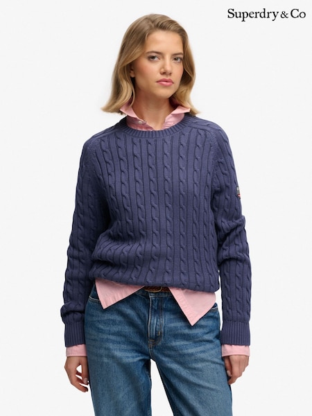 Superdry Blue Slouchy Cable Knit Jumper (G78587) | £45