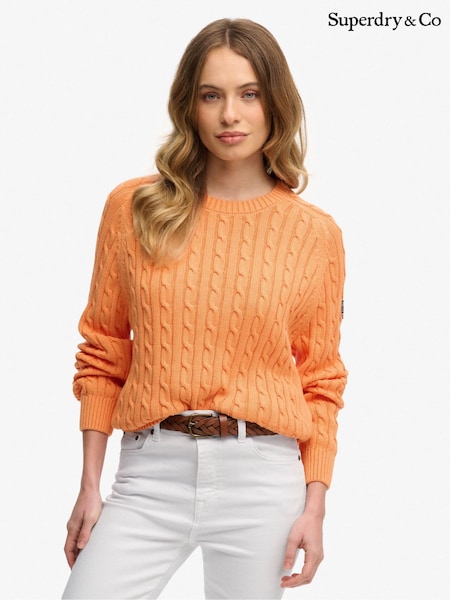 Superdry Orange Slouchy Cable Knit Jumper (G78593) | £45