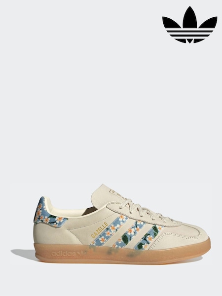 adidas Originals White/Gold Gazelle Indoor Trainers (G78918) | £100