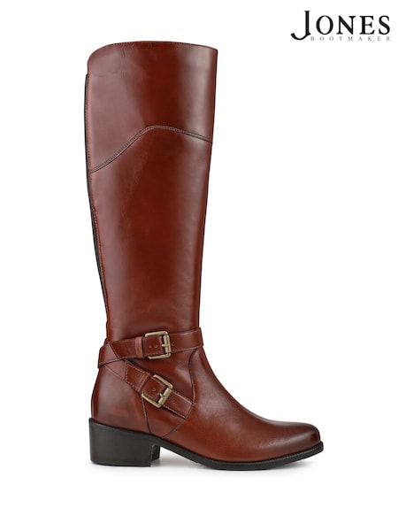 Jones Bootmaker Ivory Regular Fit Phoebe Medium Calf-Fit Leather Long Boots (G78944) | £190