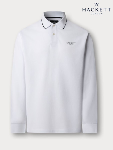 Hackett Blue Heritage Pique Long Sleeve Polo Shirt (G78977) | £110