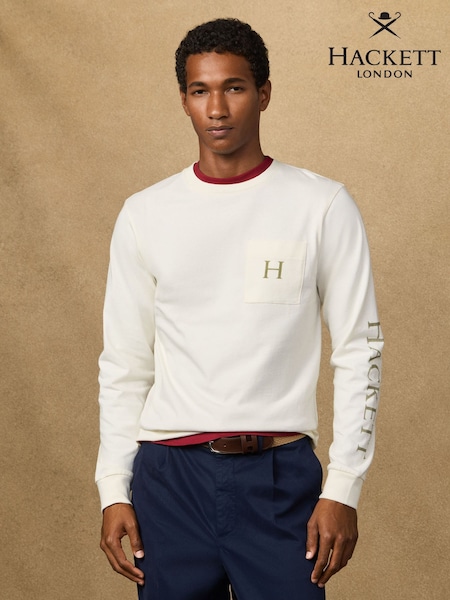Hackett Blue Heritage Peaks Long Sleeve T-Shirt (G78979) | £75