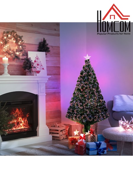 Homcom Green 4ft Prelit Artificial Christmas Tree With Metal Base (G79223) | £44