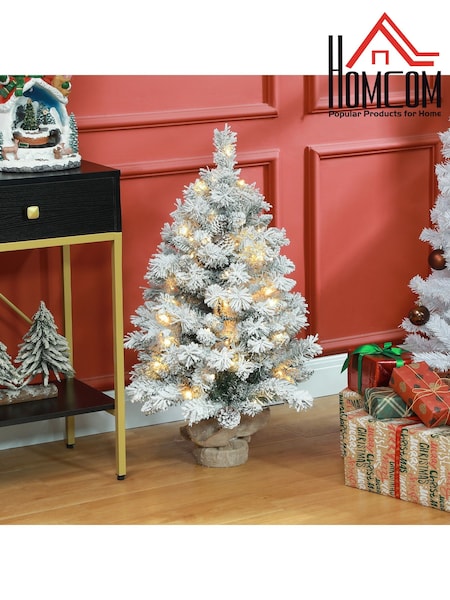 Homcom Set of 2 Green 3Ft Prelit Tabletop Christmas Trees With Led Lights (G79279) | £43