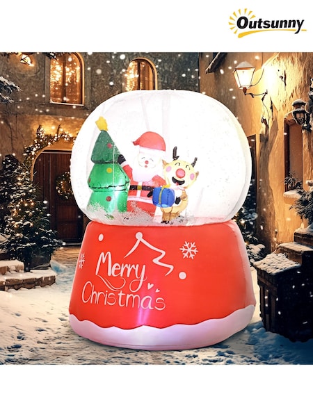 Outsunny 5.5ft Inflatable Crystal Ball With Santa Reindeer And Christmas Tree Indoor/outdoor