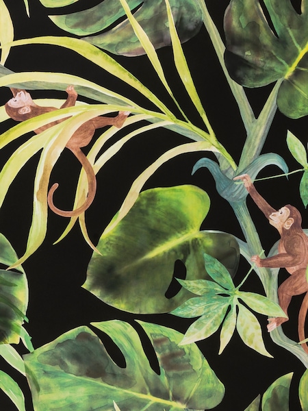 Clarke and Clarke Black Monkey Business Exotica 2 10M Wallpaper (G79341) | £56