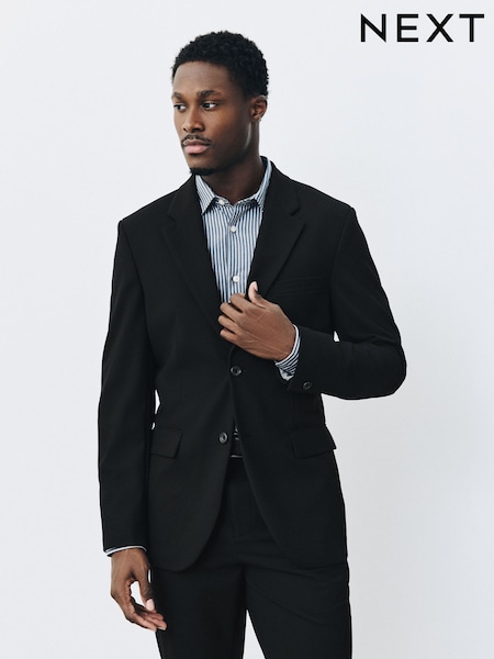 Black - Regular Muscle Fit Motionflex Super Stretch Textured Suit Jacket