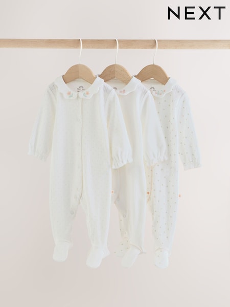 White Collar - Baby Sleepsuits 3 Pack (0-2yrs)