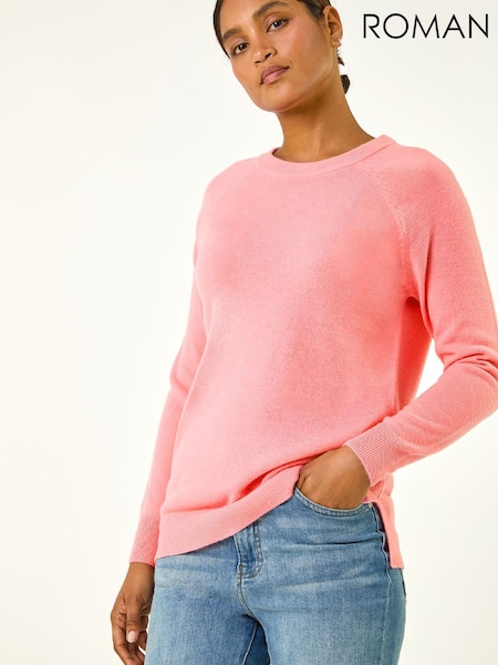 Roman Pink Plain Soft Crew Neck Jumper (G79920) | £32