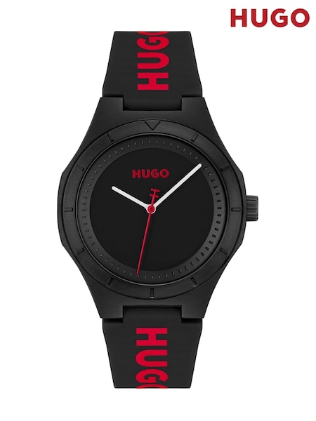 HUGO Black LIT Black Silicone Watch (G80046) | £79