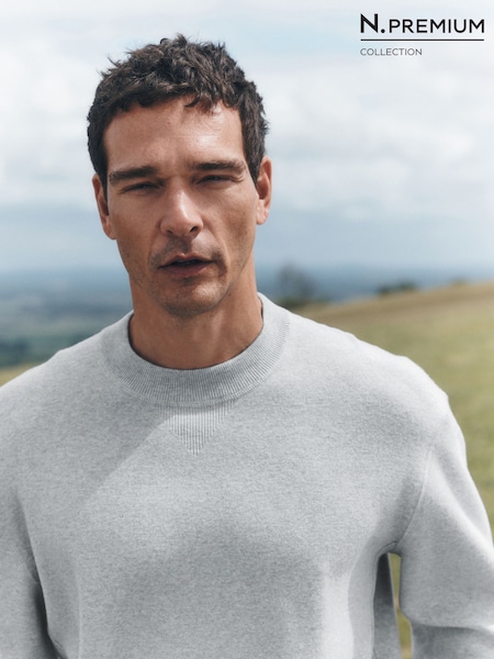 Grey - Regular Relaxed Fit N. Premium Mid Weight Knitted Sweatshirt