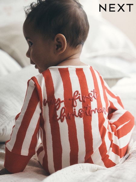 Red My First - Christmas Two Way Zip Baby Sleepsuit (0mths-3yrs)