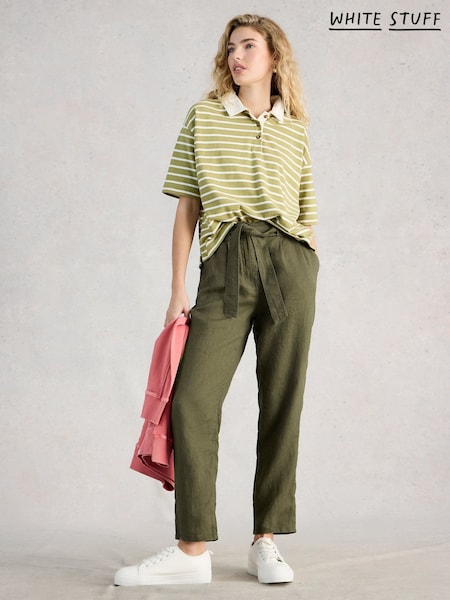 White Stuff Green Hadley Linen Trousers (G80370) | £65