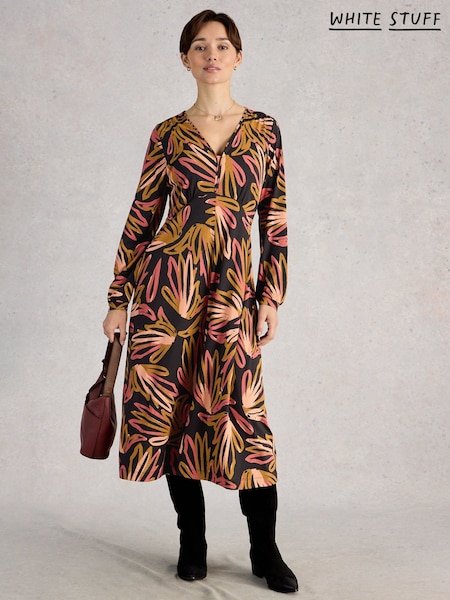 White Stuff Black/Yellow Megan Jersey Dress (G80400) | £69