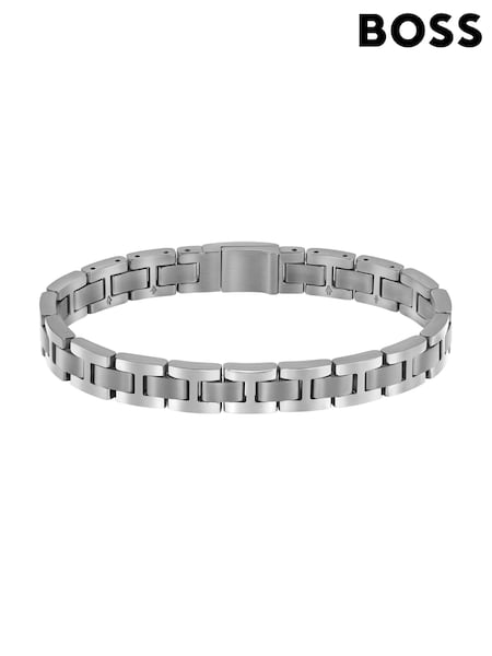 BOSS Silver Tone Gents Metal Link Essentials Stainless Steel Bracelet (G80572) | £99