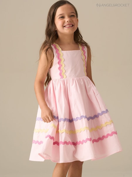 Angel & Rocket Pink Mia Wide Ric Rac Dress (G80834) | £32 - £36