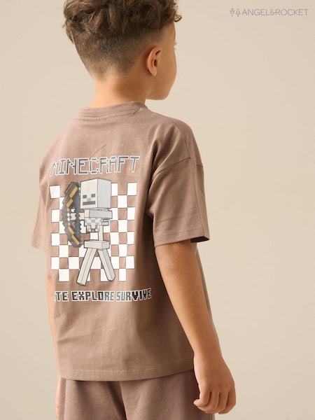 Angel & Rocket Brown Minecraft Graphic T-Shirt (G80838) | £18 - £22