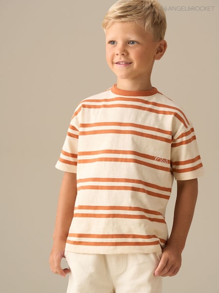 Angel & Rocket Orange Theo Stripe Textured T-Shirt (G80859) | £12 - £19