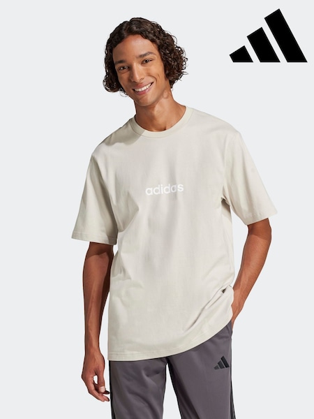 Beige - Regular Adidas Essentials Linear Single Jersey T-shirts