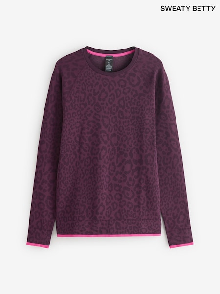 Sweaty Betty Purple Animal Crew Neck Base Layer Blouse (G80920) | £80