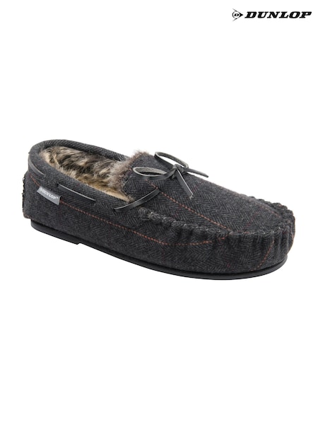 Dunlop Black Moccasin Slippers (G81501) | £30