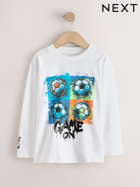 White Football - Long Sleeve Graphic T-shirt (3-16yrs)