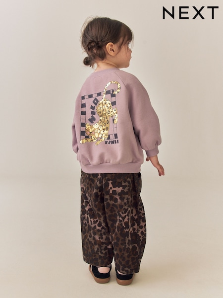 Brown Leopard Print - Crew Neck Sweat Shirt & Joggers Set (3mths-7yrs)