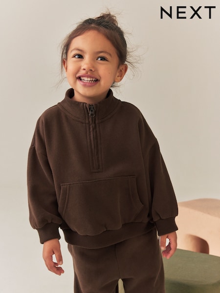 Chocolate Brown - Quarter Zip Sweatshirt (3mths-7yrs)