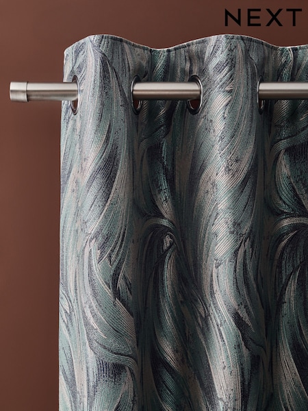 Metallic Swirl Jacquard Eyelet Lined Curtains