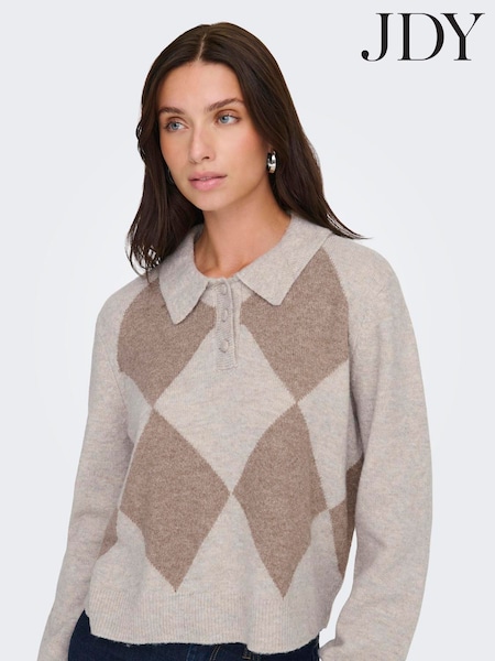 JDY Grey Cosy Polo Neck Jumper (G81757) | £35