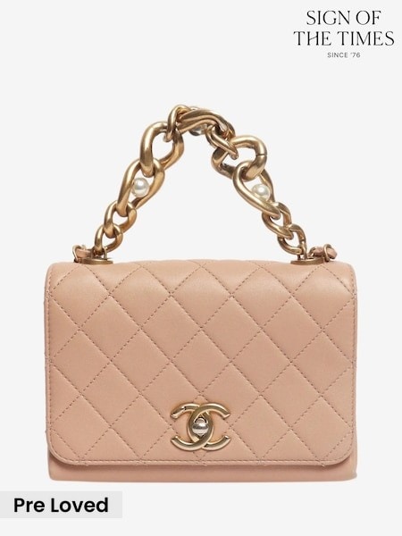 Sign of the Times Pink Chanel Pearl Chain Mini Flap Bag (G81872) | £4,317