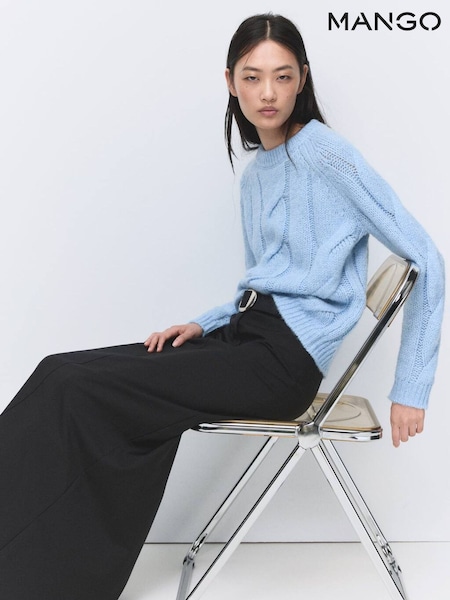 Mango Blue Cable Knitted Jumper (G82446) | £36
