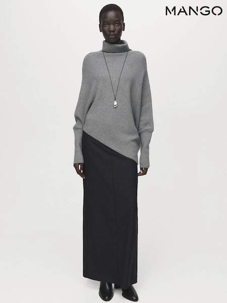 Mango Grey Roll Neck asymmetric Hem Jumper (G82453) | £36