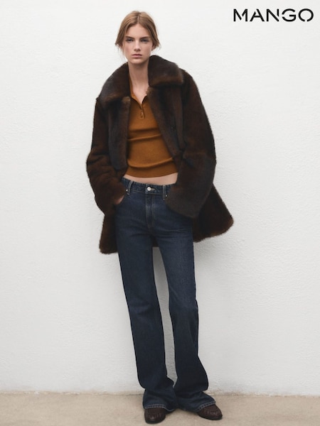 Mango Brown Knitted Polo Jumper (G82462) | £36