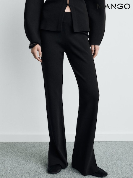 Mango Black Knitted Split Leg Trousers (G82475) | £60