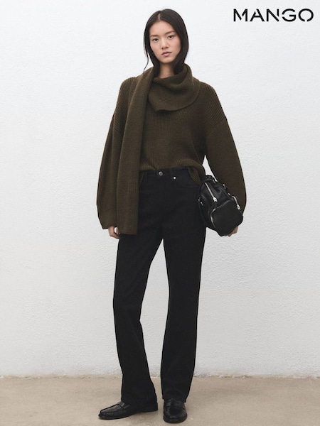 Mango Black Mid Rise Straight Fit Jeans (G82476) | £40