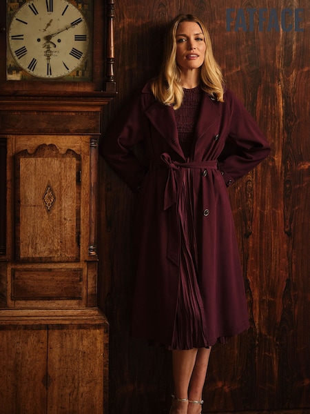 Wine - Fatface Longline Trench Coat