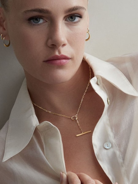 Dinny Hall Gold Tone Thalassa T-Bar Lariat Necklace (G82879) | £295