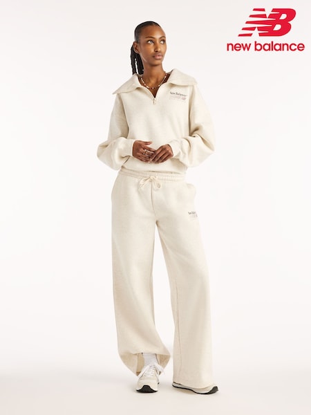 Cream - New Balance Trackside Fleece Joggers