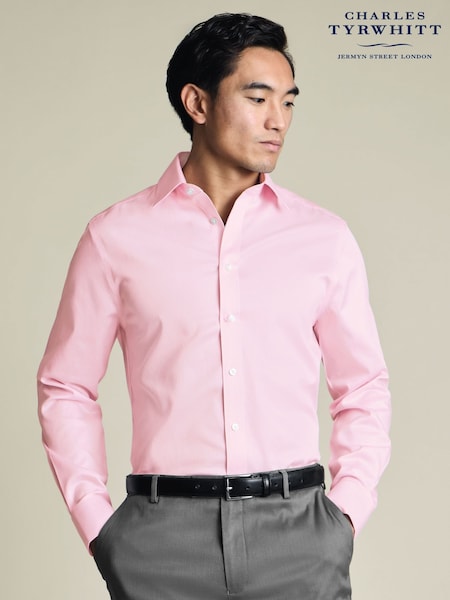 Charles Tyrwhitt Pink Regular Fit Non-Iron Puppytooth Shirt (G82941) | £70