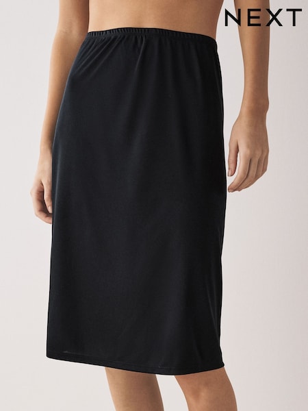 Black - Microfibre Comfort Slip Skirt