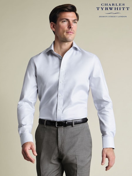 Charles Tyrwhitt Grey Non-Iron Weave Cutaway Shirt (G82957) | £75