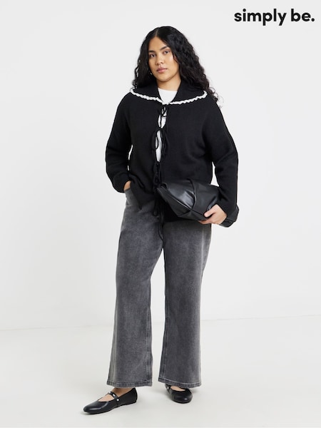 Simply Be Blue Tie Front Collar Cardigan (G83119) | £38