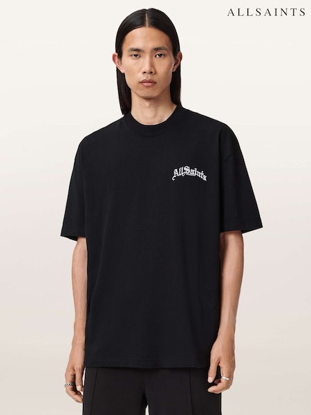 AllSaints Black Descent Short Sleeve Crew Neck T-Shirt (G83576) | £59