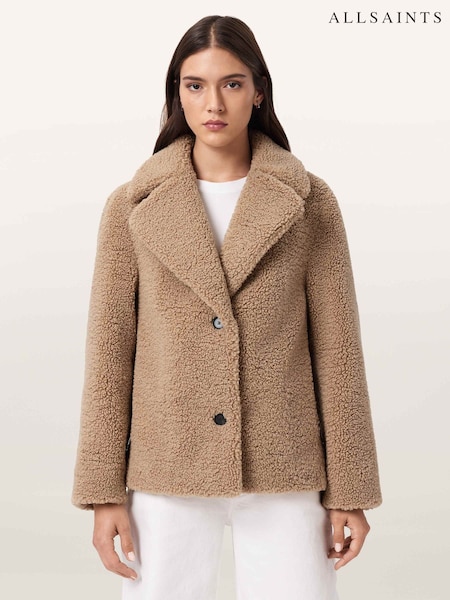 AllSaints Brown Eddie Faux Teddy Coat (G83577) | £239