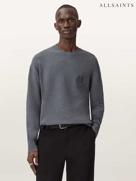 AllSaints Blue Icon Knit Crew Neck Jumper (G83586) | £129