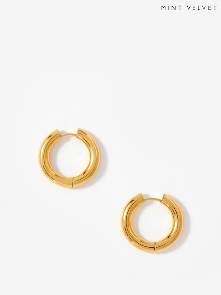 Mint Velvet Gold Tone Stainless Large Hoop Earrings (G83960) | £39