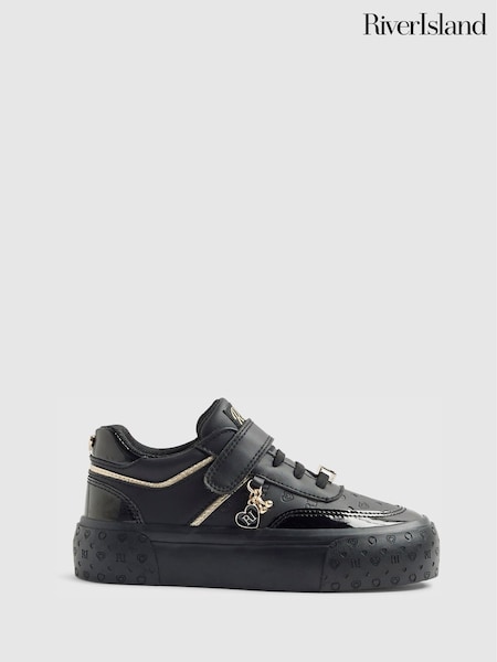 River Island Black Monogram Charm Trainers (G84013) | £20