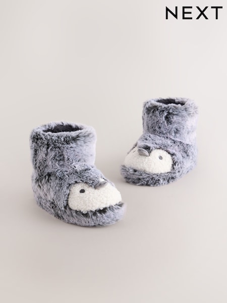 Grey Penguin - Pull On Novelty Slipper Boots