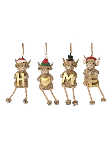 Widdop Set of 4 Highland Cow Home Decorations (G84320) | £25